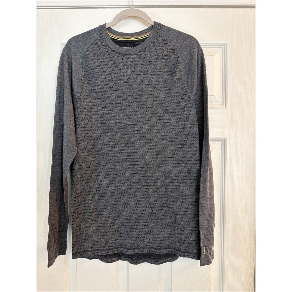 Smartwool Merino 250 Base Layer Mens LG Crewneck Gray Breathable Flat Seams Warm